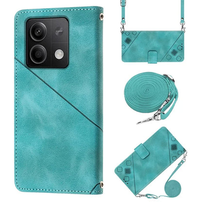 PT005 YB Imprinting Series-7 for Xiaomi Redmi Note 13 5G Case PU Leather Phone Cover Purse with Neck Cord