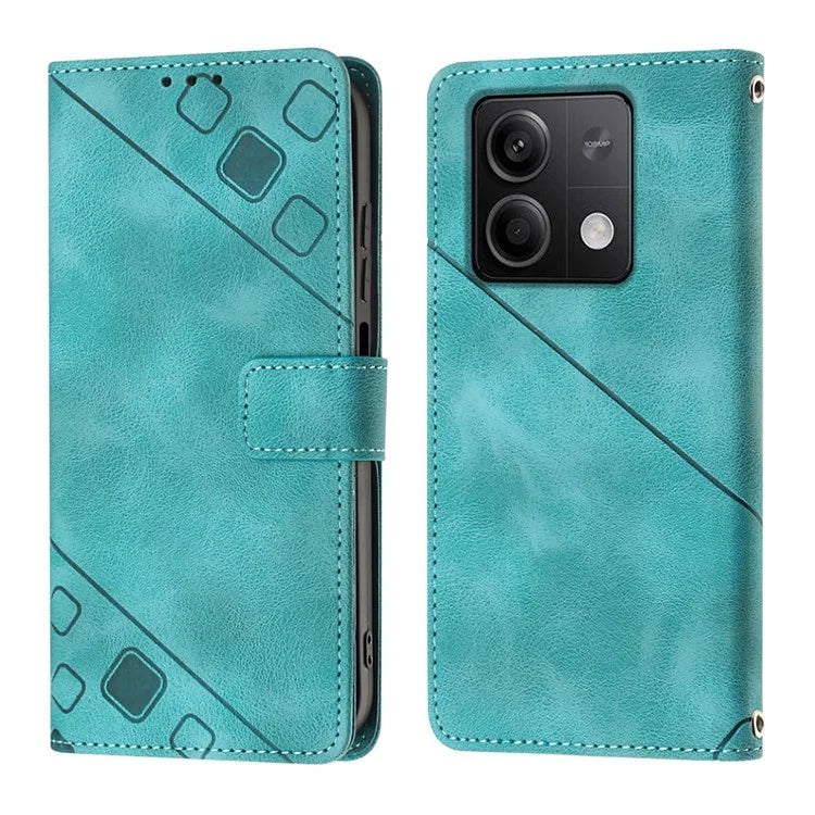 PT005 YB Imprinting Series-7 for Xiaomi Redmi Note 13 5G Case PU Leather Phone Cover Purse with Neck Cord