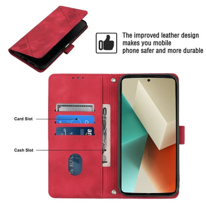 PT005 YB Imprinting Series-7 for Xiaomi Redmi Note 13 5G Case PU Leather Phone Cover Purse with Neck Cord
