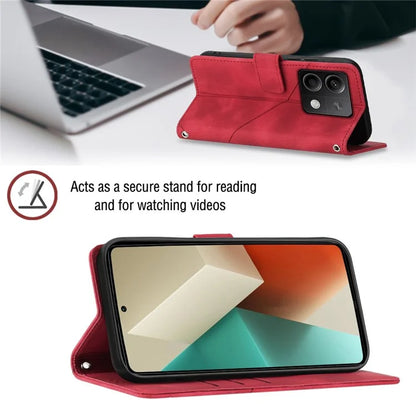 PT005 YB Imprinting Series-7 for Xiaomi Redmi Note 13 5G Case PU Leather Phone Cover Purse with Neck Cord