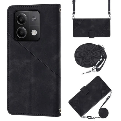 PT005 YB Imprinting Series-7 for Xiaomi Redmi Note 13 5G Case PU Leather Phone Cover Purse with Neck Cord