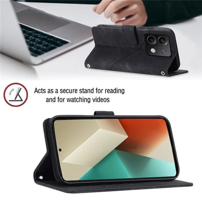 PT005 YB Imprinting Series-7 for Xiaomi Redmi Note 13 5G Case PU Leather Phone Cover Purse with Neck Cord