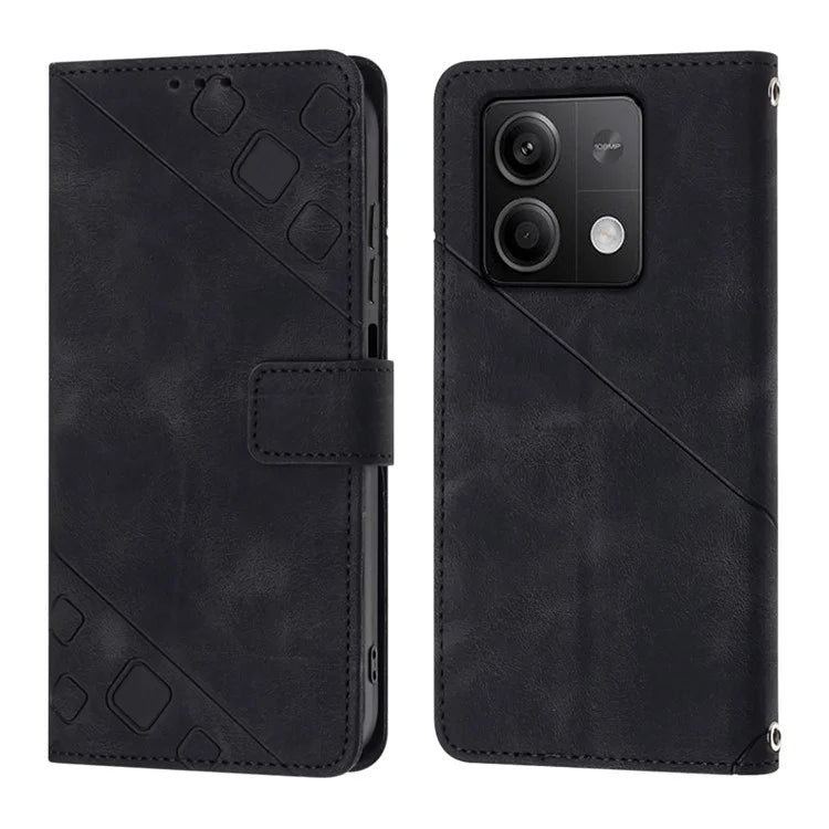 PT005 YB Imprinting Series-7 for Xiaomi Redmi Note 13 5G Case PU Leather Phone Cover Purse with Neck Cord