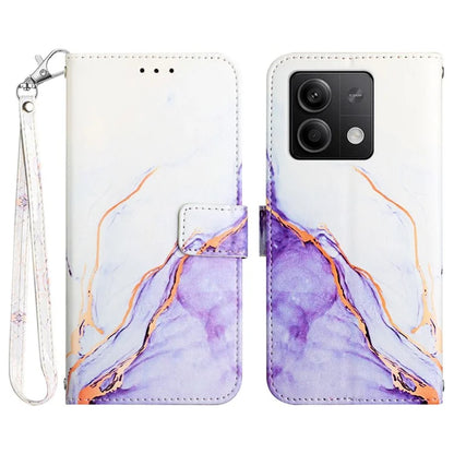 YB Pattern Printing Leather Series-5 For Xiaomi Redmi Note 13 5G Case Marble Phone Wallet Cover with Strap