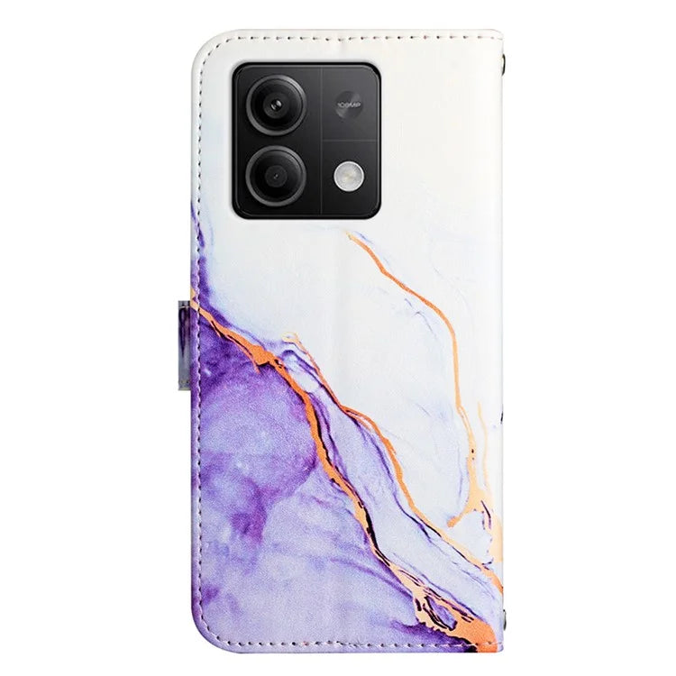 YB Pattern Printing Leather Series-5 For Xiaomi Redmi Note 13 5G Case Marble Phone Wallet Cover with Strap