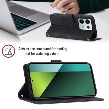 PT005 YB Imprinting Series-7 for Xiaomi Redmi Note 13 Pro 5G / Poco X6 5G Case Crossbody Leather Flip Stand Phone Cover