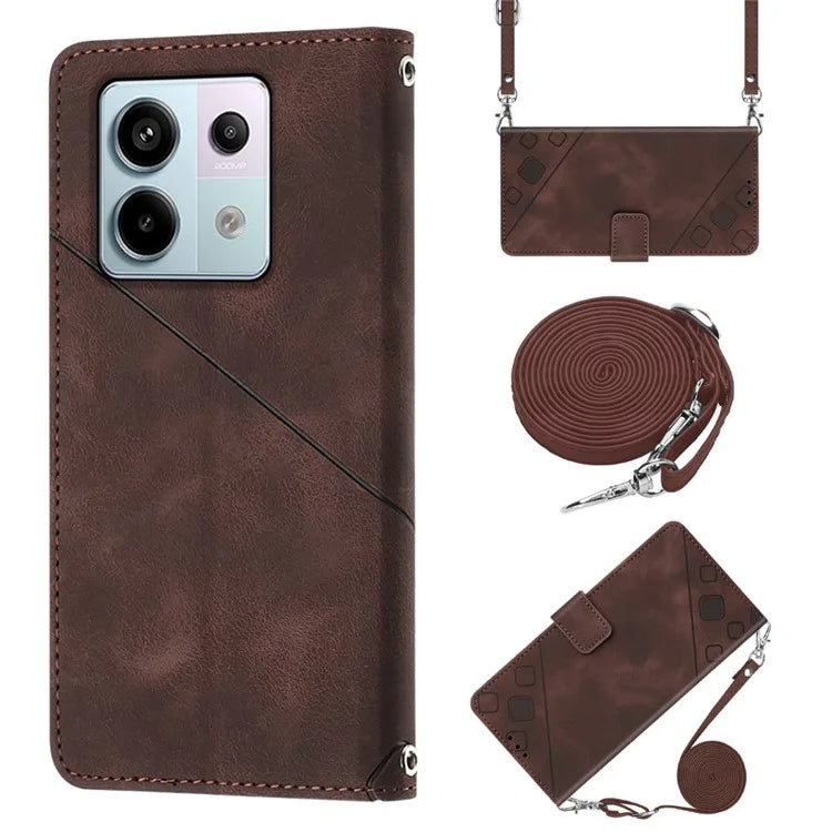 PT005 YB Imprinting Series-7 for Xiaomi Redmi Note 13 Pro 5G / Poco X6 5G Case Crossbody Leather Flip Stand Phone Cover