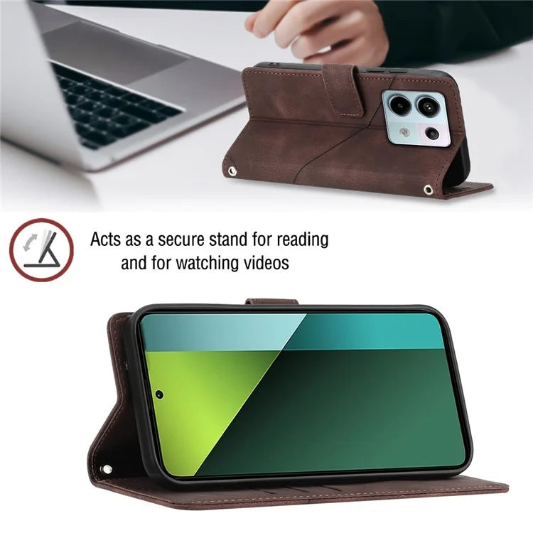 PT005 YB Imprinting Series-7 for Xiaomi Redmi Note 13 Pro 5G / Poco X6 5G Case Crossbody Leather Flip Stand Phone Cover