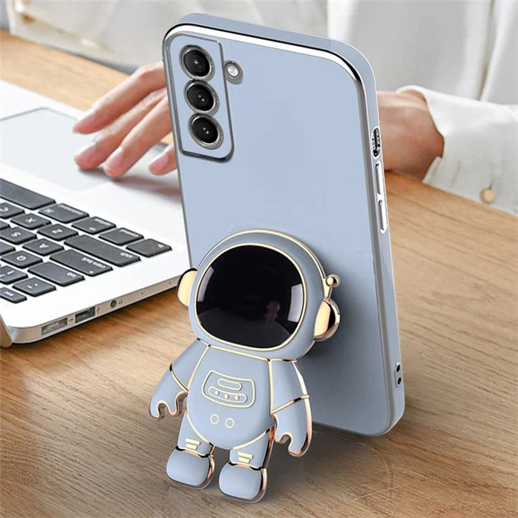 For Samsung Galaxy S23 Astronaut Phone Case Electroplating TPU Shockproof Cover