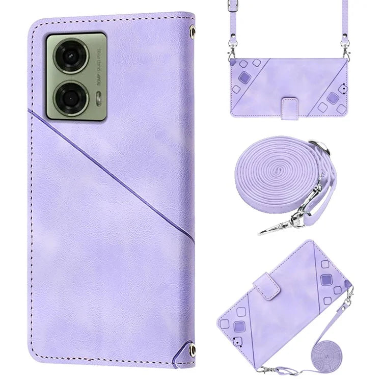 PT005 YB Imprinting Series-7 for Motorola Moto G04 4G / G24 4G Case Flip PU Leather Crossbody Design Phone Cover