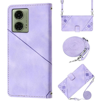 PT005 YB Imprinting Series-7 for Motorola Moto G04 4G / G24 4G Case Flip PU Leather Crossbody Design Phone Cover