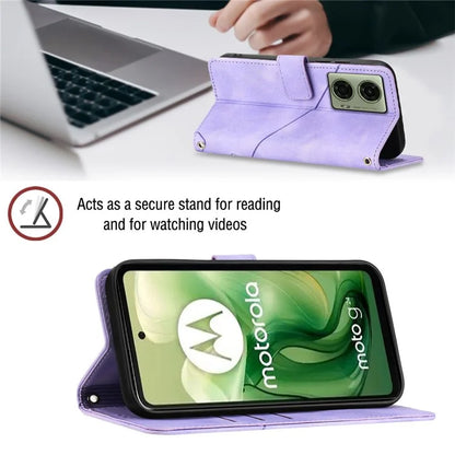 PT005 YB Imprinting Series-7 for Motorola Moto G04 4G / G24 4G Case Flip PU Leather Crossbody Design Phone Cover