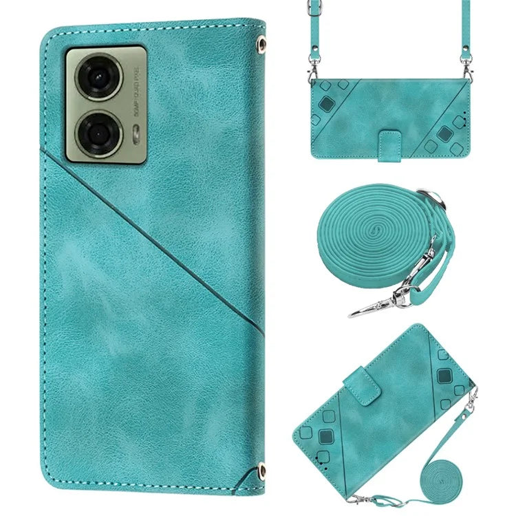 PT005 YB Imprinting Series-7 for Motorola Moto G04 4G / G24 4G Case Flip PU Leather Crossbody Design Phone Cover