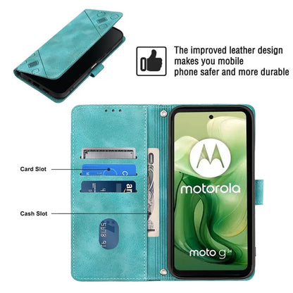 PT005 YB Imprinting Series-7 for Motorola Moto G04 4G / G24 4G Case Flip PU Leather Crossbody Design Phone Cover