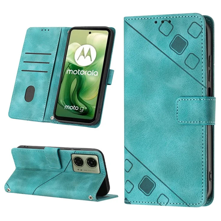 PT005 YB Imprinting Series-7 for Motorola Moto G04 4G / G24 4G Case Flip PU Leather Crossbody Design Phone Cover