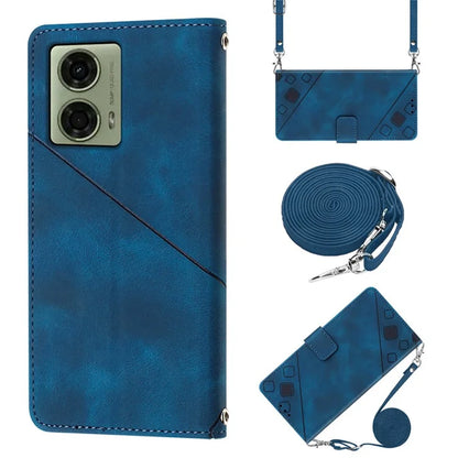 PT005 YB Imprinting Series-7 for Motorola Moto G04 4G / G24 4G Case Flip PU Leather Crossbody Design Phone Cover