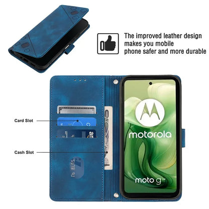 PT005 YB Imprinting Series-7 for Motorola Moto G04 4G / G24 4G Case Flip PU Leather Crossbody Design Phone Cover