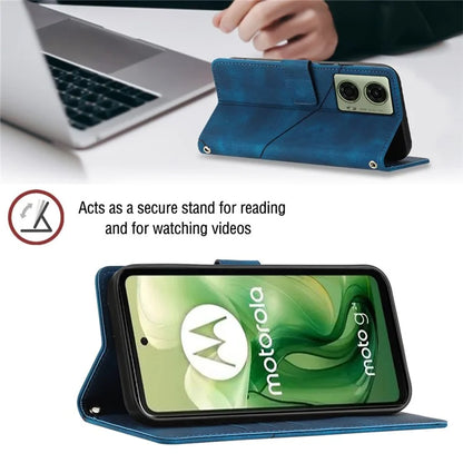 PT005 YB Imprinting Series-7 for Motorola Moto G04 4G / G24 4G Case Flip PU Leather Crossbody Design Phone Cover