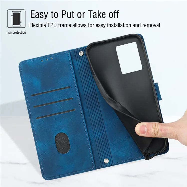 PT005 YB Imprinting Series-7 for Motorola Moto G04 4G / G24 4G Case Flip PU Leather Crossbody Design Phone Cover