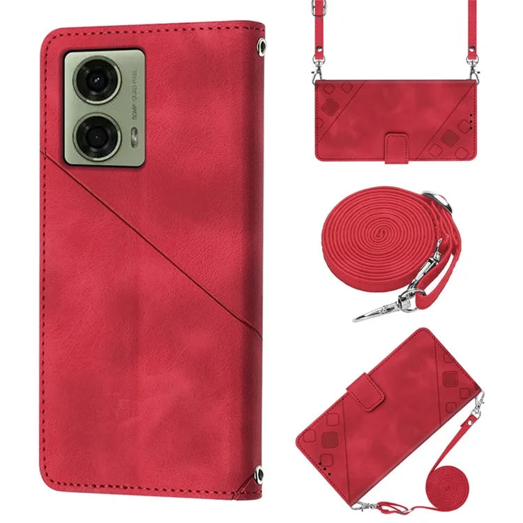 PT005 YB Imprinting Series-7 for Motorola Moto G04 4G / G24 4G Case Flip PU Leather Crossbody Design Phone Cover