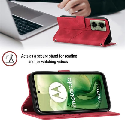 PT005 YB Imprinting Series-7 for Motorola Moto G04 4G / G24 4G Case Flip PU Leather Crossbody Design Phone Cover