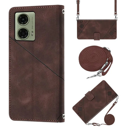 PT005 YB Imprinting Series-7 for Motorola Moto G04 4G / G24 4G Case Flip PU Leather Crossbody Design Phone Cover