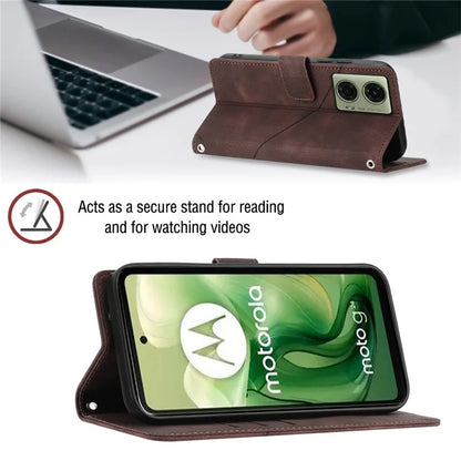 PT005 YB Imprinting Series-7 for Motorola Moto G04 4G / G24 4G Case Flip PU Leather Crossbody Design Phone Cover