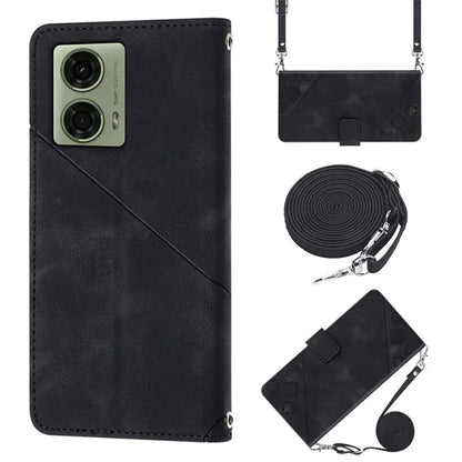 PT005 YB Imprinting Series-7 for Motorola Moto G04 4G / G24 4G Case Flip PU Leather Crossbody Design Phone Cover