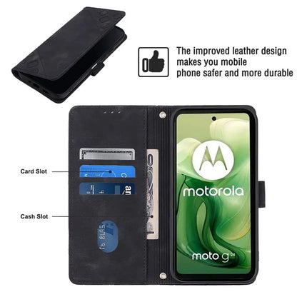 PT005 YB Imprinting Series-7 for Motorola Moto G04 4G / G24 4G Case Flip PU Leather Crossbody Design Phone Cover