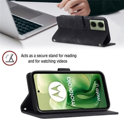 PT005 YB Imprinting Series-7 for Motorola Moto G04 4G / G24 4G Case Flip PU Leather Crossbody Design Phone Cover