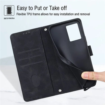 PT005 YB Imprinting Series-7 for Motorola Moto G04 4G / G24 4G Case Flip PU Leather Crossbody Design Phone Cover
