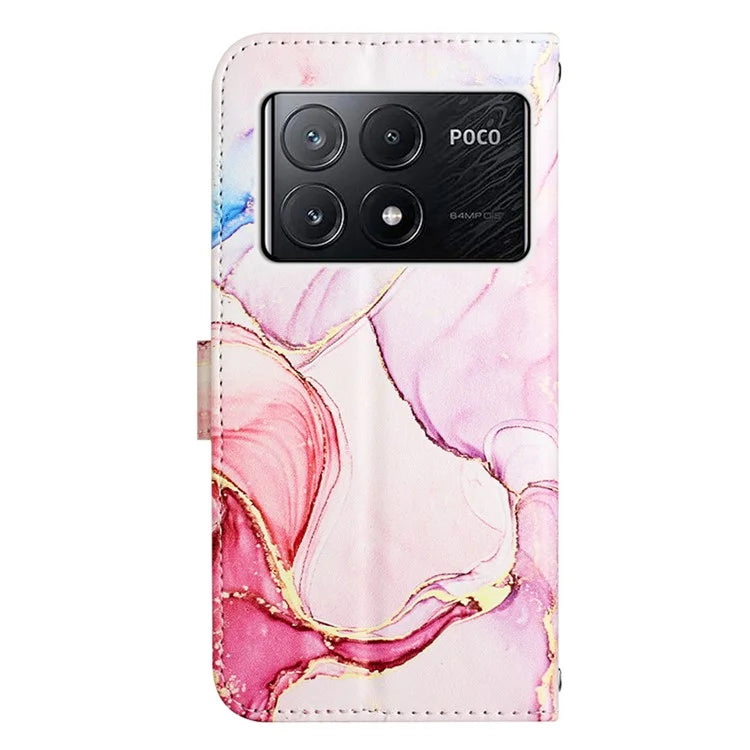 For Xiaomi Poco X6 Pro 5G / Redmi K70E 5G Wallet Case Marble Pattern Leather Phone Cover