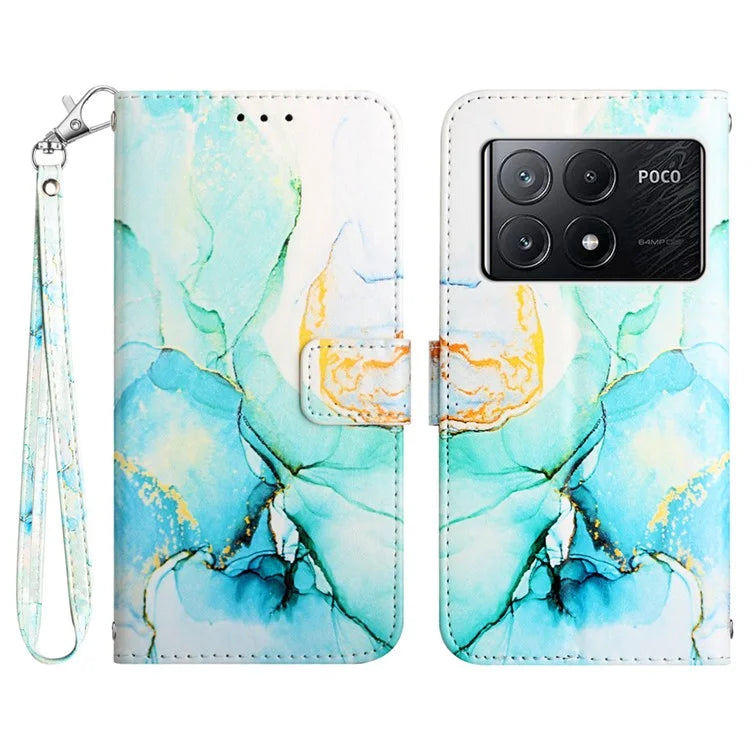 For Xiaomi Poco X6 Pro 5G / Redmi K70E 5G Wallet Case Marble Pattern Leather Phone Cover