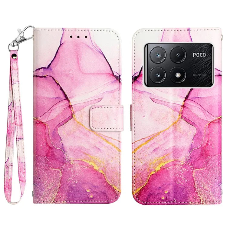 For Xiaomi Poco X6 Pro 5G / Redmi K70E 5G Wallet Case Marble Pattern Leather Phone Cover