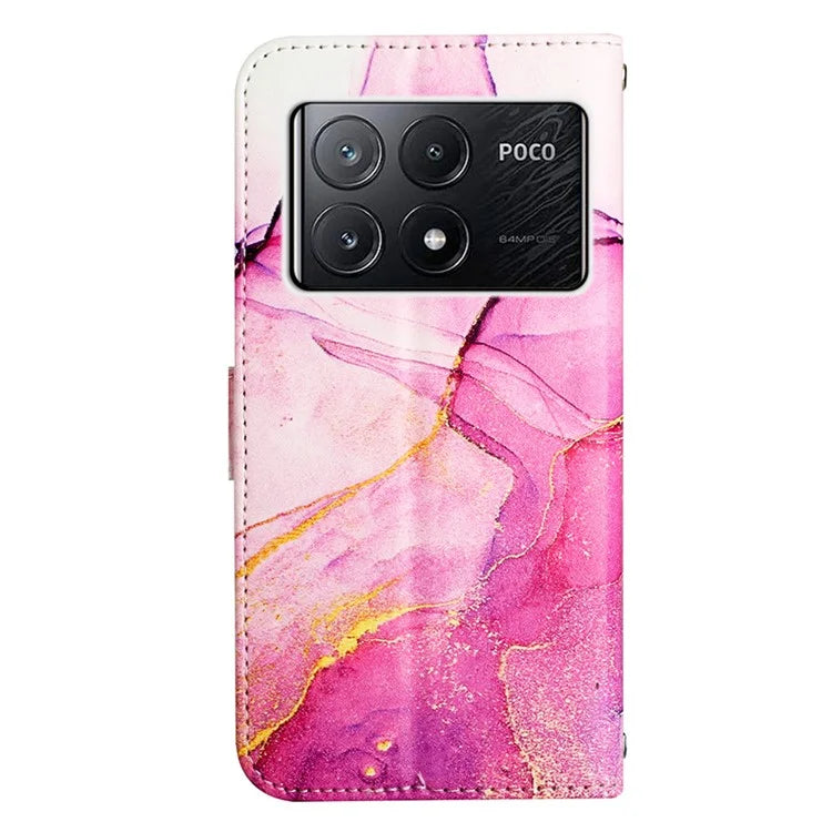 For Xiaomi Poco X6 Pro 5G / Redmi K70E 5G Wallet Case Marble Pattern Leather Phone Cover