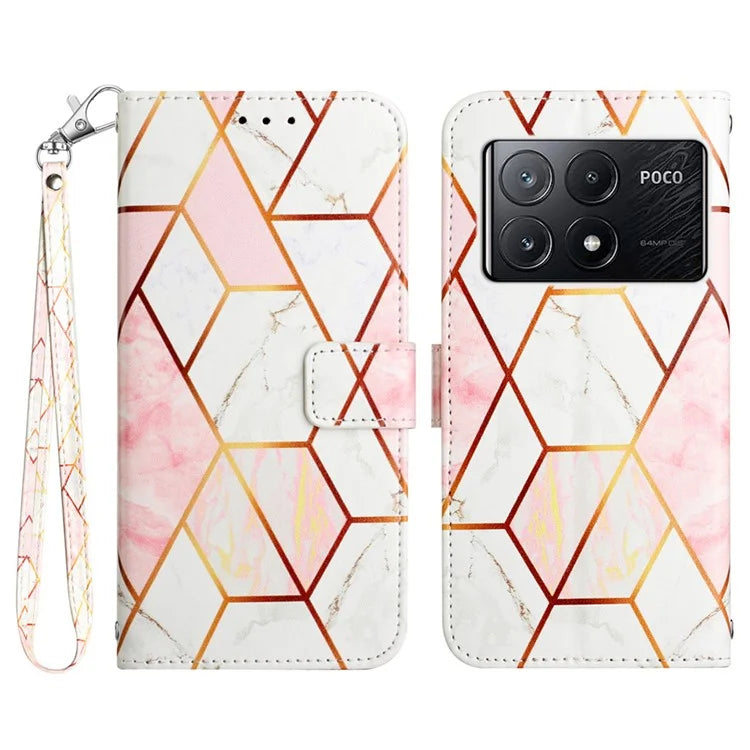 For Xiaomi Poco X6 Pro 5G / Redmi K70E 5G Wallet Case Marble Pattern Leather Phone Cover