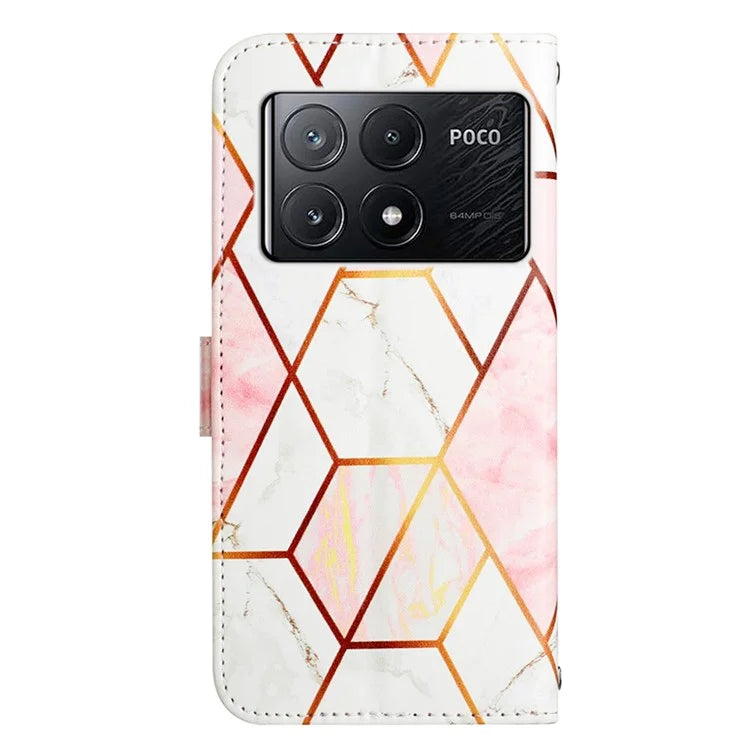 For Xiaomi Poco X6 Pro 5G / Redmi K70E 5G Wallet Case Marble Pattern Leather Phone Cover