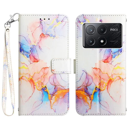 For Xiaomi Poco X6 Pro 5G / Redmi K70E 5G Wallet Case Marble Pattern Leather Phone Cover