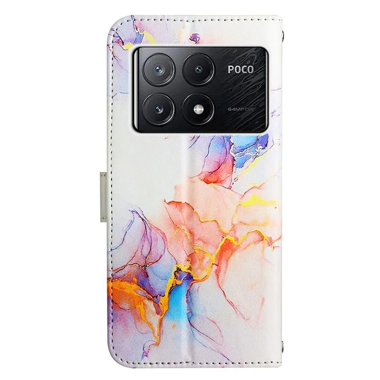 For Xiaomi Poco X6 Pro 5G / Redmi K70E 5G Wallet Case Marble Pattern Leather Phone Cover