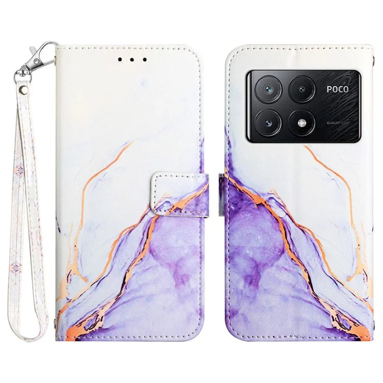 For Xiaomi Poco X6 Pro 5G / Redmi K70E 5G Wallet Case Marble Pattern Leather Phone Cover