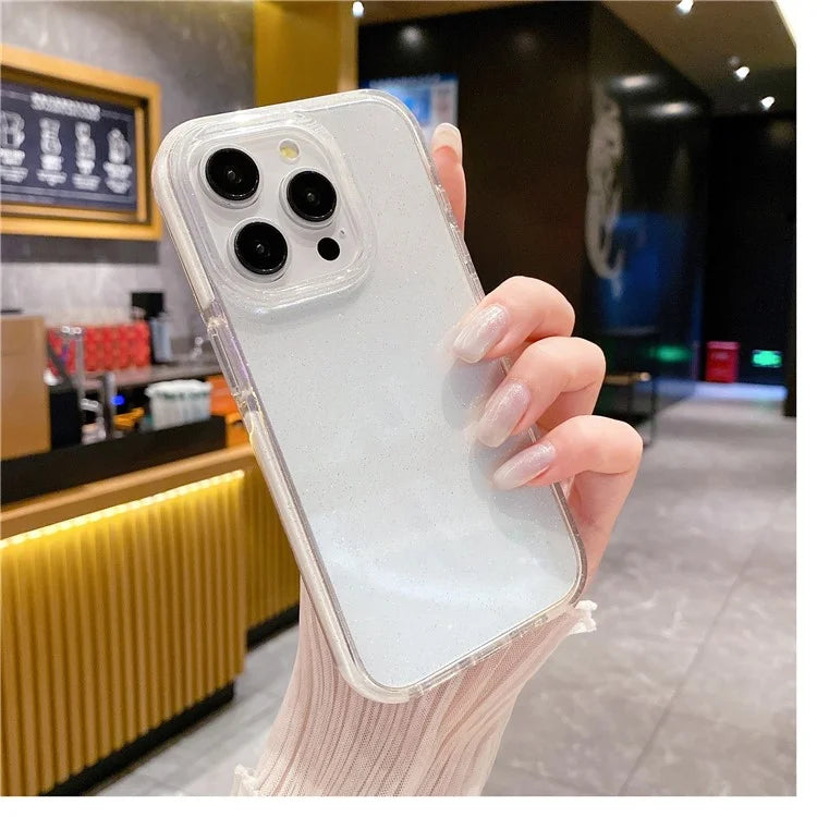 For iPhone 15 Pro Phone Case Glitter Powder PC+TPU Scratch-proof Cover