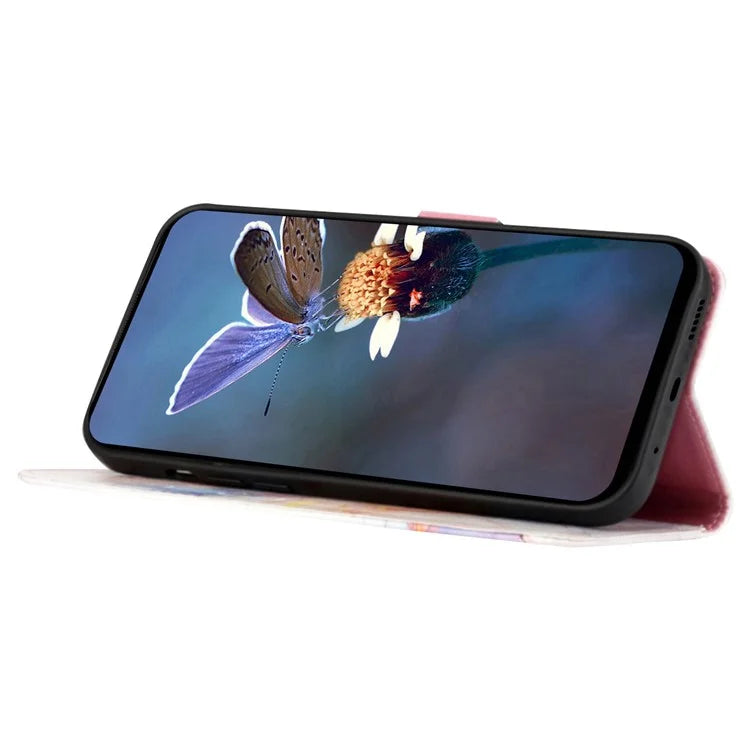 For Oppo Reno11 5G (Global) Phone Case YB Pattern Printing Leather Series-6 Marble Pattern Leather Wallet Case