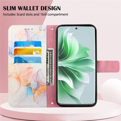 For Oppo Reno11 5G (Global) Phone Case YB Pattern Printing Leather Series-6 Marble Pattern Leather Wallet Case