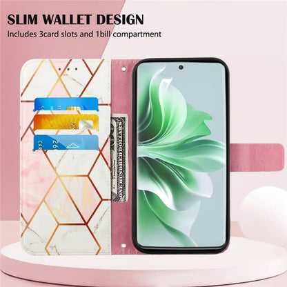 For Oppo Reno11 5G (Global) Phone Case YB Pattern Printing Leather Series-6 Marble Pattern Leather Wallet Case