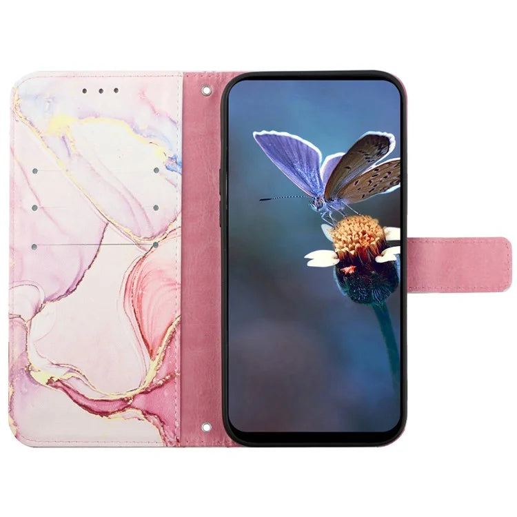 For Oppo Reno11 5G (Global) Phone Case YB Pattern Printing Leather Series-6 Marble Pattern Leather Wallet Case
