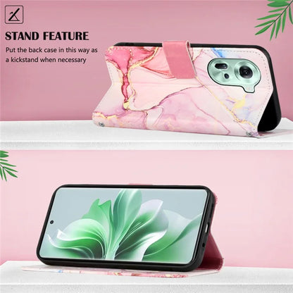 For Oppo Reno11 5G (Global) Phone Case YB Pattern Printing Leather Series-6 Marble Pattern Leather Wallet Case