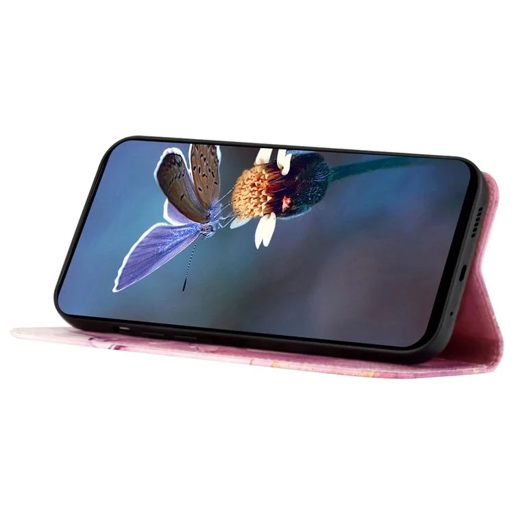For Oppo Reno11 5G (Global) Phone Case YB Pattern Printing Leather Series-6 Marble Pattern Leather Wallet Case