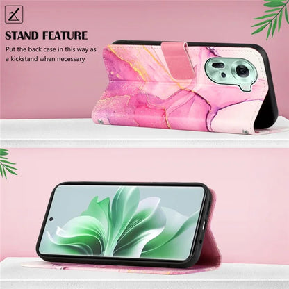 For Oppo Reno11 5G (Global) Phone Case YB Pattern Printing Leather Series-6 Marble Pattern Leather Wallet Case