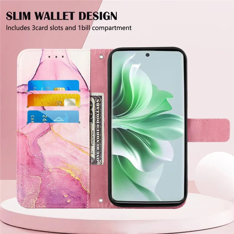 For Oppo Reno11 5G (Global) Phone Case YB Pattern Printing Leather Series-6 Marble Pattern Leather Wallet Case