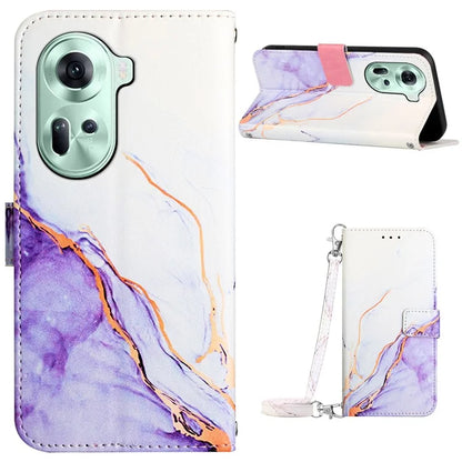 For Oppo Reno11 5G (Global) Phone Case YB Pattern Printing Leather Series-6 Marble Pattern Leather Wallet Case